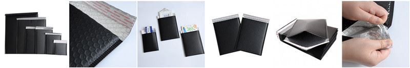 black bubble mailing bag with zip