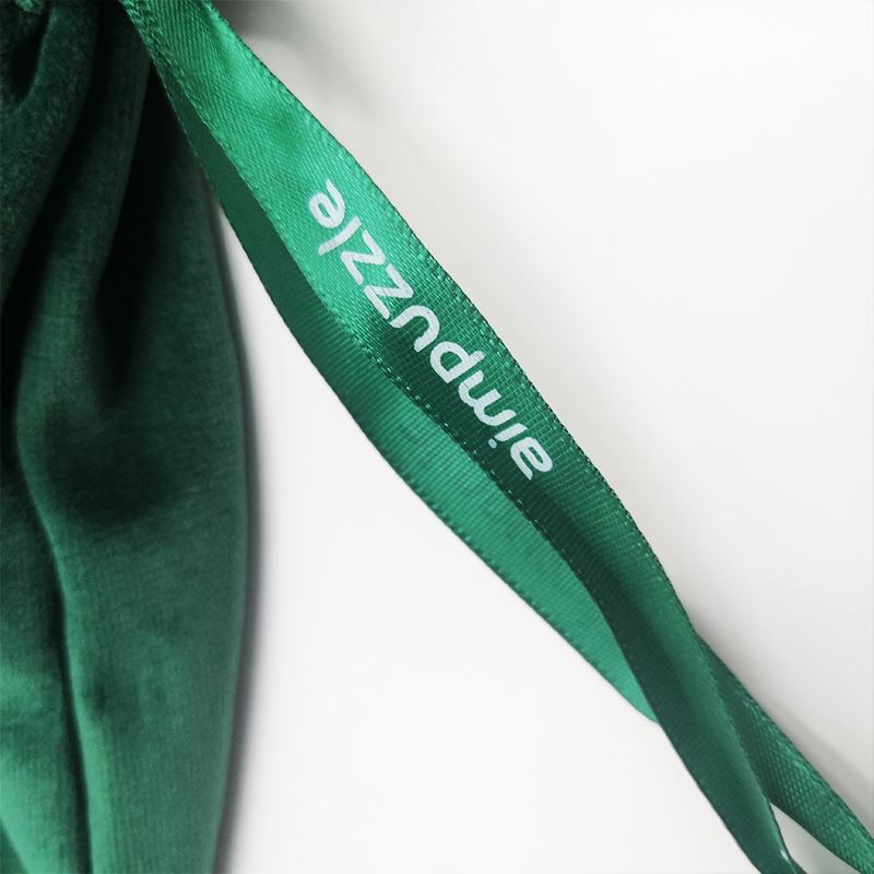 Screen Printing Velvet Gift Pouch Bag With Ribbon