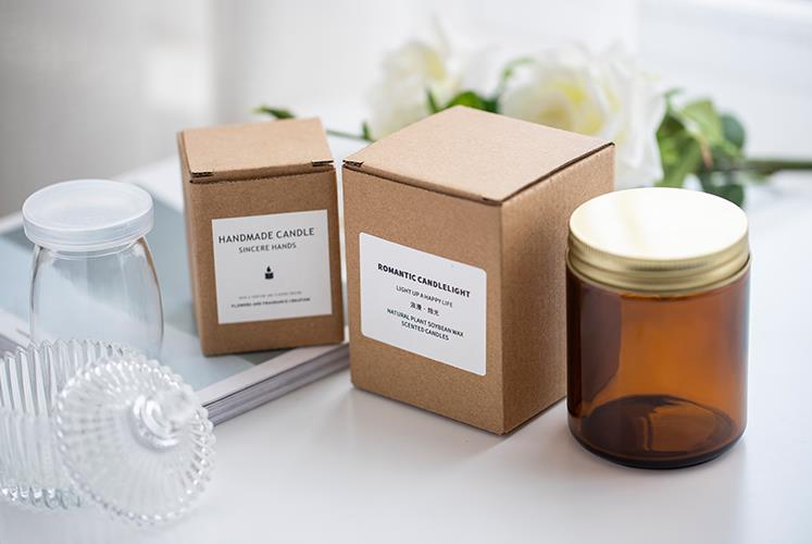 Custom Logo Printed Kraft Brown Paper Candle Box Jar Luxury Black Recycled Cardboard Sponge Liner Inserts for Soap Packaging