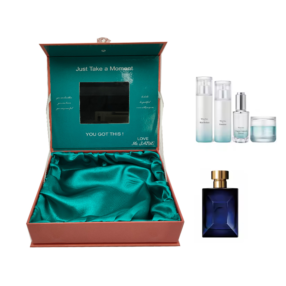Luxury Gift Box With Mirror Cosmetics Gift Set Empty Skincare Magnetic Boxes Cardboard Eyelash Box Tube Custom Beauty Packaging