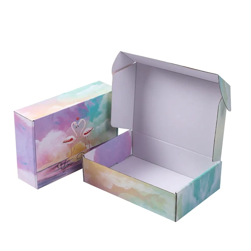 Manufacturer wholesale corrugated mailer box with pink flamingo print 8