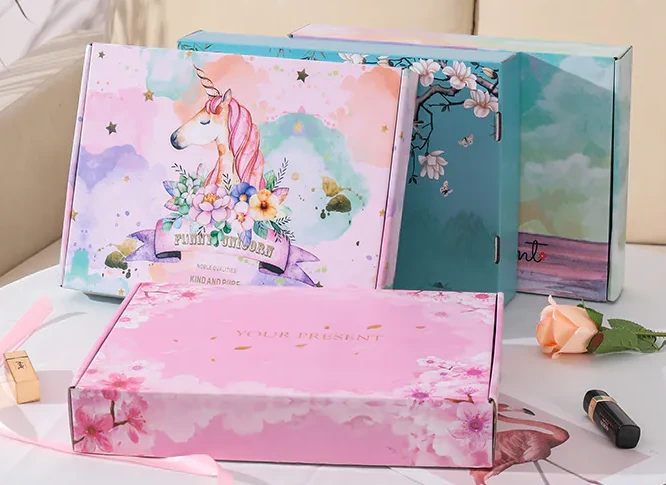 Manufacturer wholesale corrugated mailer box with pink flamingo print 12