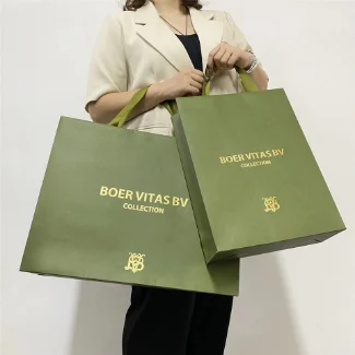 Custom Personal Luxury Large Shopping Paper Bags With Your Own Logo Package Paper Gift Bag Custom Green Paper Bags Print