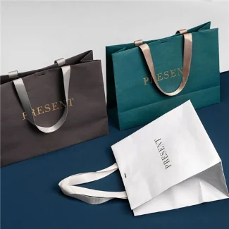 Custom Printed Logo Grocery Paper Bags Shopping With Logo Print Paper Gift Bag Party