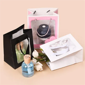Customized With Multiple Designs And Various Colors, Transparent Windowed Paper Bags