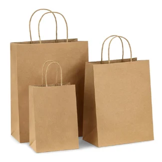 Eco-friendly Recycled Brown Handle Paper Bags For Food Takeaway Custom Shopping Gift Craft Packaging Kraft Paper Bag With Logo