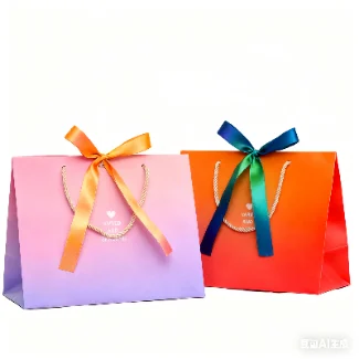 Factory Direct Luxury Ins Style White Paperboard Shopping Bags Custom Logo Craft Offset Printing Recycled Materials Ribbon