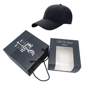 2025 Custom Logo Paper Hat Packaging Baseball Cap Gift Box With Pvc Clear Window Trucker Hat Boxes
