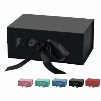 Cardboard Black Paper Magnetic Closure Gift Box Packaging