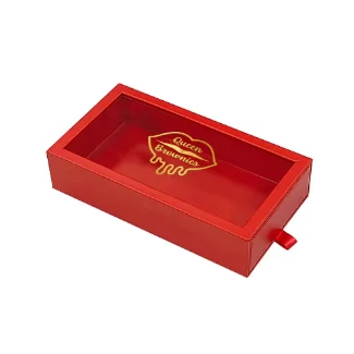 Custom Logo Printed Hard Rigid Recycle Style Cardboard Paper Packaging Drawer Sliding Gift Box Clear Transparent PVC Window