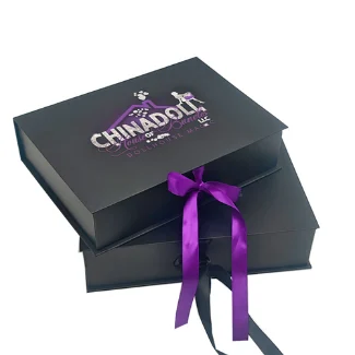 Custom Logo Virgin Hair Weave Extension Boxes Recycled Cardboard Magnetic Lid Black Paper Packaging Box With Gold Foil Printing