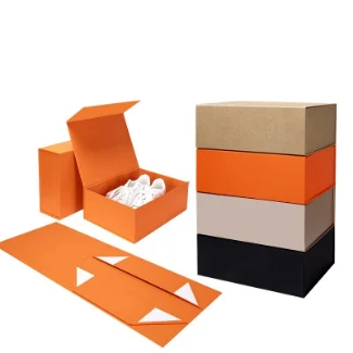 Foldable Cosmetics Magnetic Box with Ribbon