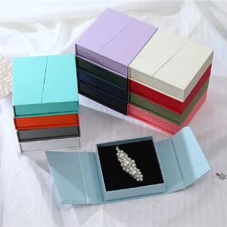 In Stock Luxury Magnet Jewelry Gift Boxes Double Door Paper Boxes With Foam Insert For Small Business