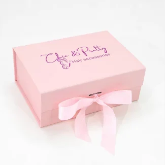 Luxury Cheap Pink Customized Human Hair Extension Box With Ribbon Satin Insert Wigs Gift Box Hair Accessories Box