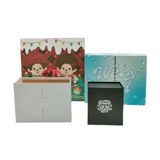 Luxury Magnetic Closed Rigid Cardboard Two Piece Side Open Double Door Gift Box For Cosmetic Skincare Luxury Clothing Packaging