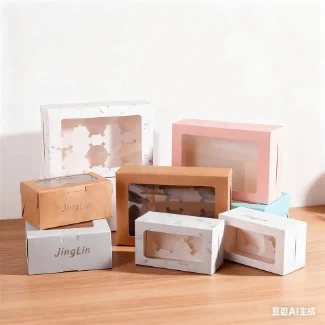 Premium Eco-Friendly Matte Square Cake Display Rigid Boxes Recycled Materials Waterproof Durable Kraft Paper UV Offset Printing